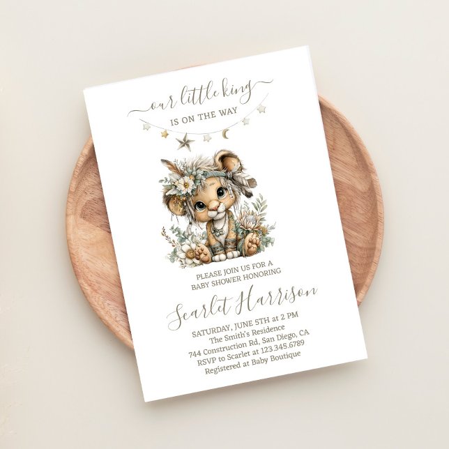 Convites Floral lion king boy Baby Shower Invitation (Criador carregado)