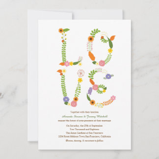 Convites Floral LOVE Letters Rustic Woodland Weding
