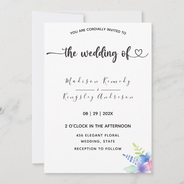 Convites Floral Luxurioso Elegante Espetacularmente Simples (Frente)