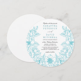 Convites Floral Magnolia Wreath | Azul pálido | Casamento
