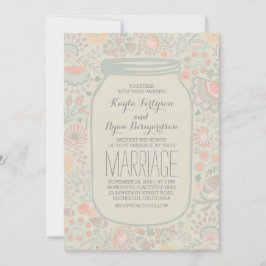 Convites Floral Mason Jar Rustic Wedding