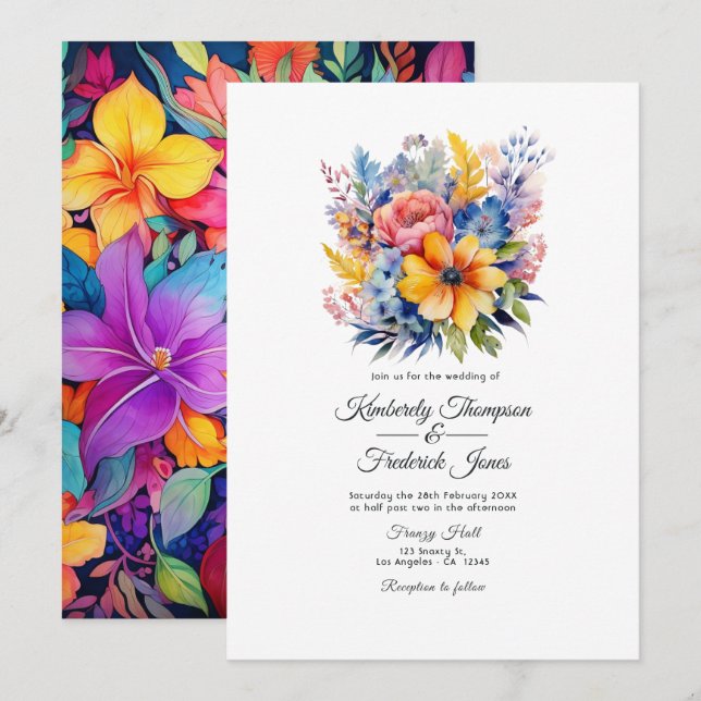 Convites Floral Mexicana Festa Floral Casamento (Frente/Verso)