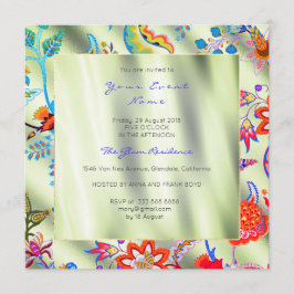 Convites Floral Mint Silk Ombr Oriental Primavera Chinoiser