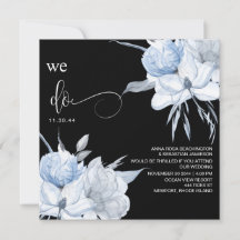 *~* Floral Muted Blue Buquê AR15 QR RSVP WEDDING