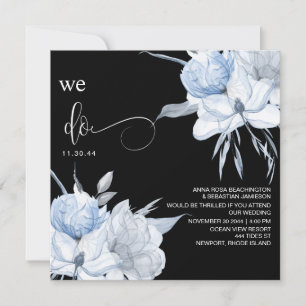 Convites *~* Floral Muted Blue Buquê AR15 QR RSVP WEDDING