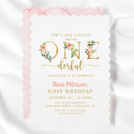Convites Floral não é um primeiro aniversario maravilhoso