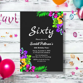 Convites Floral Negro Russo Tropical 60º Aniversário