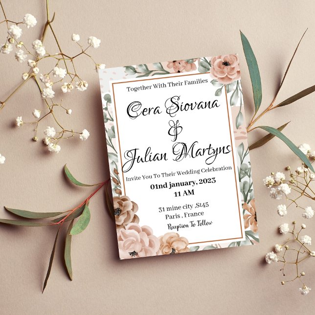 Convites Floral orchid frame wedding invitation (Criador carregado)