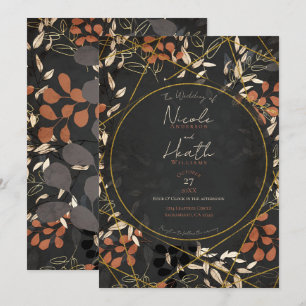 Convites Floral Ousado de Terracota Cinza Dourado para Casa