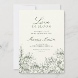 Convites Floral Outline Love In Bloom Chá de casamento Invi
