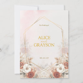 Convites Floral Pastel Elegante Boho Aquarela Casamento 