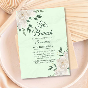 Convites Floral Pastel Verde Vamos Brunchar Qualquer Evento