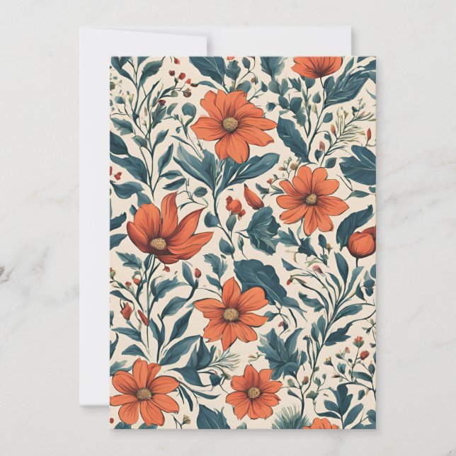 Convites Floral Pattern of Vibrant Orange Flowers (Frente)