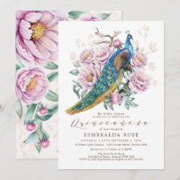 Floral Peacock Quinceañera Mis Quince Birthday