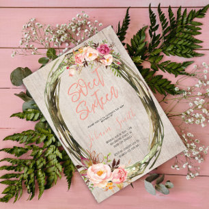 Convites Floral Peony Rustic 16 Doce Sessenta Aniversário