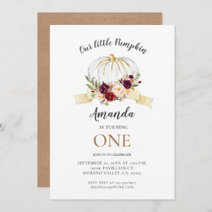 Convites Floral Pequeno Pumpkin está virando um aniversário
