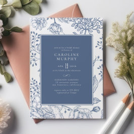 Convites Floral Periwinkle Blue Elegant Chá de panela