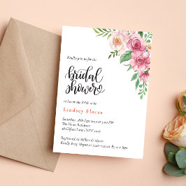 Convites Floral Personalizado de Aquarela com Folhagens par