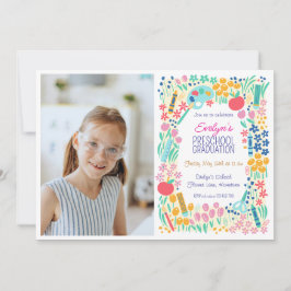 Convites Floral Photo Preschool Graduation Invitation