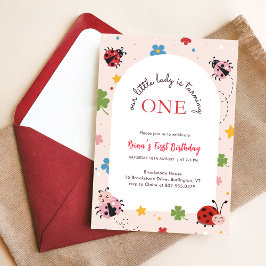 Convites Floral Pink Our Little Bug Ladybug 1st Birthday