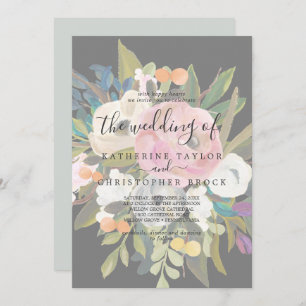 Convites Floral Pintado Cinzas Escuras Desbotadas O Casam