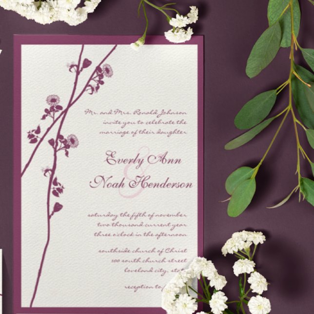 Convites Floral Plum Wildflower Invitation (Criador carregado)