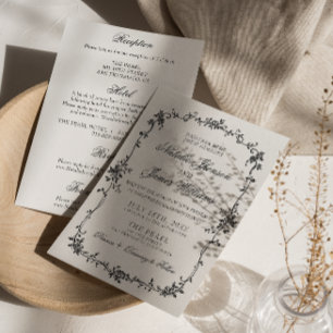 Convites Floral Preto Branco Botânico Tudo Em Um Casamento
