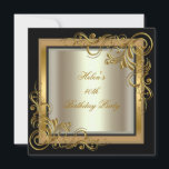 Convites Floral Preto de Creme Dourado do Partido aniversár<br><div class="desc">Floral Preto de Creme Dourado do Partido aniversário de 40 anos</div>