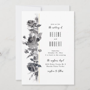 Convites Floral Preto e Branco