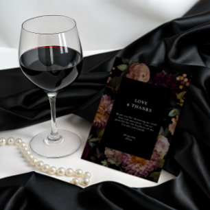 Convites Floral Preto Negro Escuro e Moody Obrigado
