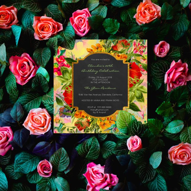 Convites Floral Primavera Barroco Aniversário Dourado (Criador carregado)