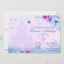 Floral Princess Castle Watercolor Birthday