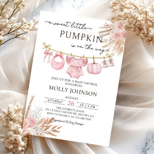 Convites Floral Pumpkin Baby Clothesline Fall Chá de fralda