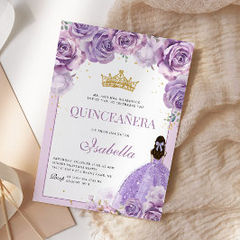 Convites Floral Quinceanera Purple Lilac Princesa Dourada