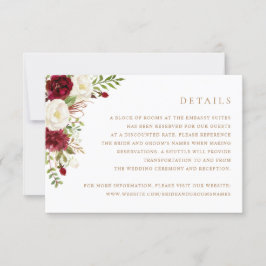Convites Floral Red Burgundy White Greenery Detalhes do Cas