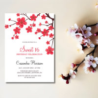Floral Red Cherry Blossom Sakura 16º Aniversário