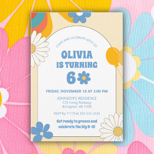 Convites Floral Retro Vinil Aniversário de Adulto 60 70 Gro