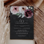 Convites Floral Romance | Celebração do Vamos de Cinza<br><div class="desc">Este convite para comemorar cinzas românticas florais é perfeito para uma festa de noivado elegante,  casamento após festa,  aposentadoria,  formatura ou qualquer evento feliz. A moderna design do bico rústico apresenta flores românticas a aquarela em tons macios de burgundy,  mauve,  rosa-pincel e branco-creme com folhas verdes.</div>