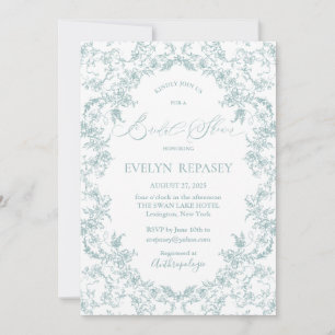 Convites Floral Romance Chinoiserie Chá de panela Azul