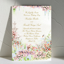 Convites floral romantic swan chic calligraphy wedding