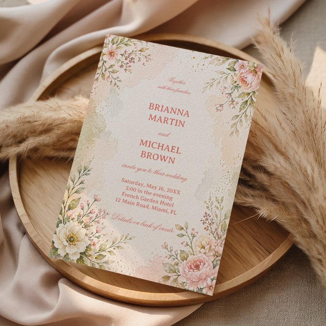 Convites Floral Romântica Suave (Criador carregado)