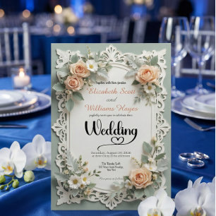 Convites Floral Romântico de Verão com Relevo Falso para Ca