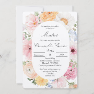 Convites Floral rosa dia de las madres 