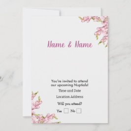 Convites Floral Rosa Personalizável