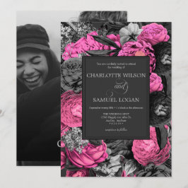 Convites Floral Rosa Preto | Casamento de Fotografias a Pre