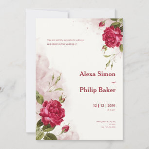 Convites Floral Rosa Wedding