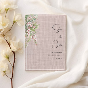 Convites Floral roxa-rosado-rústico-botânico Guarde a Data