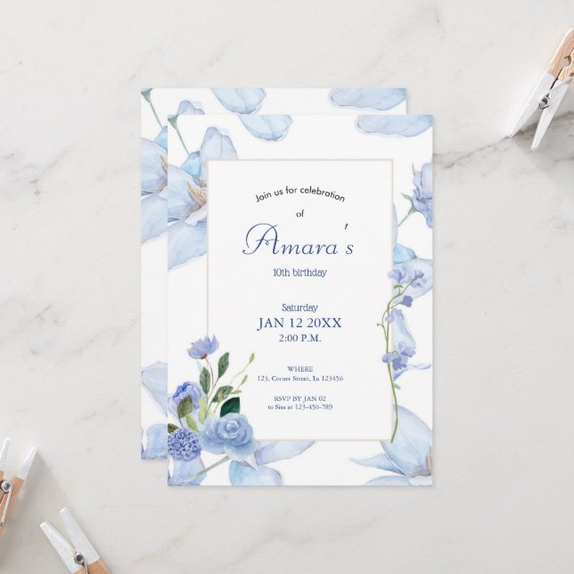 Convites Floral Roxo  (Frente/Verso In Situ)