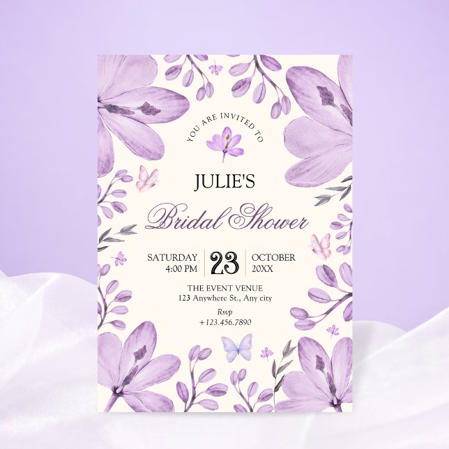 Convites Floral roxo  (Criador carregado)