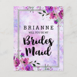 Convites Floral Roxo E Prata Você Será Minha Colega De Pont